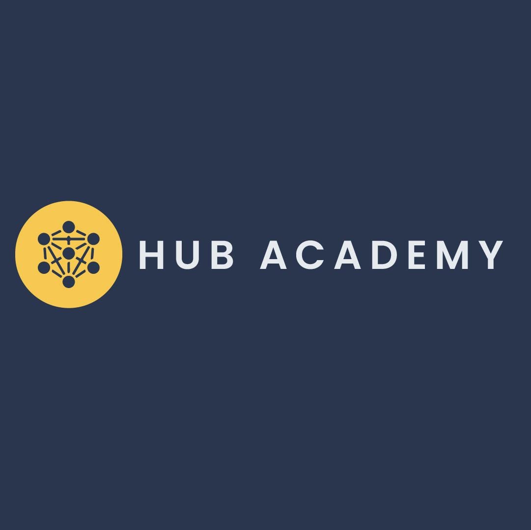 Logo de HUB Academy sobre fondo azul