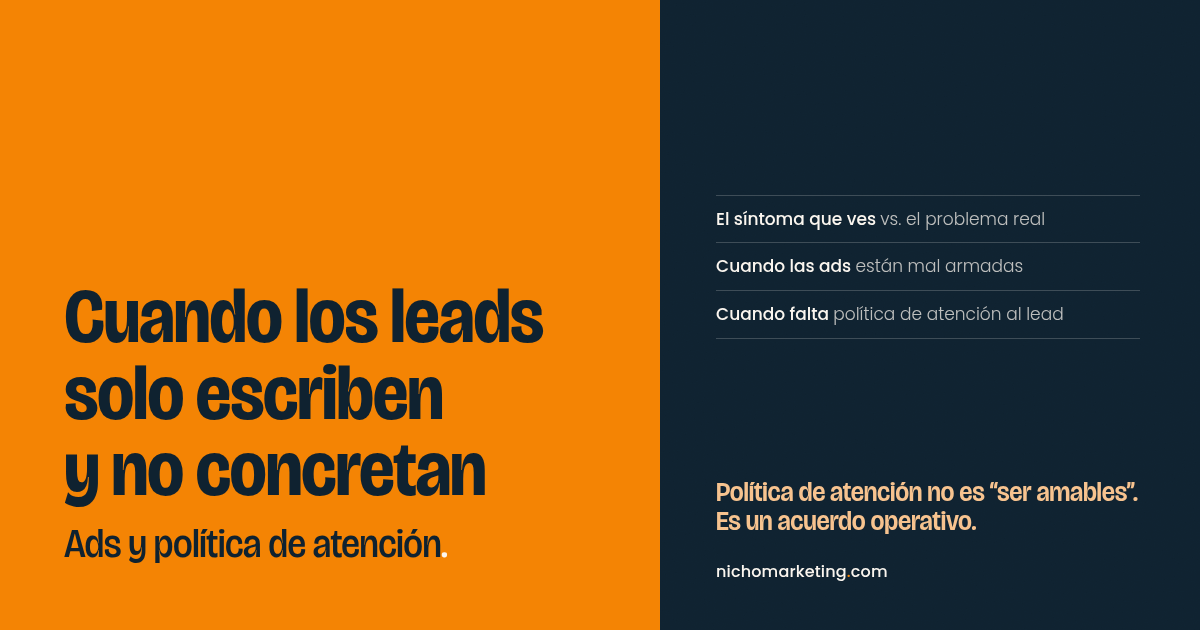 Portada del artículo «Cuando los leads solo escriben y no concretan: ads y política de atención»
