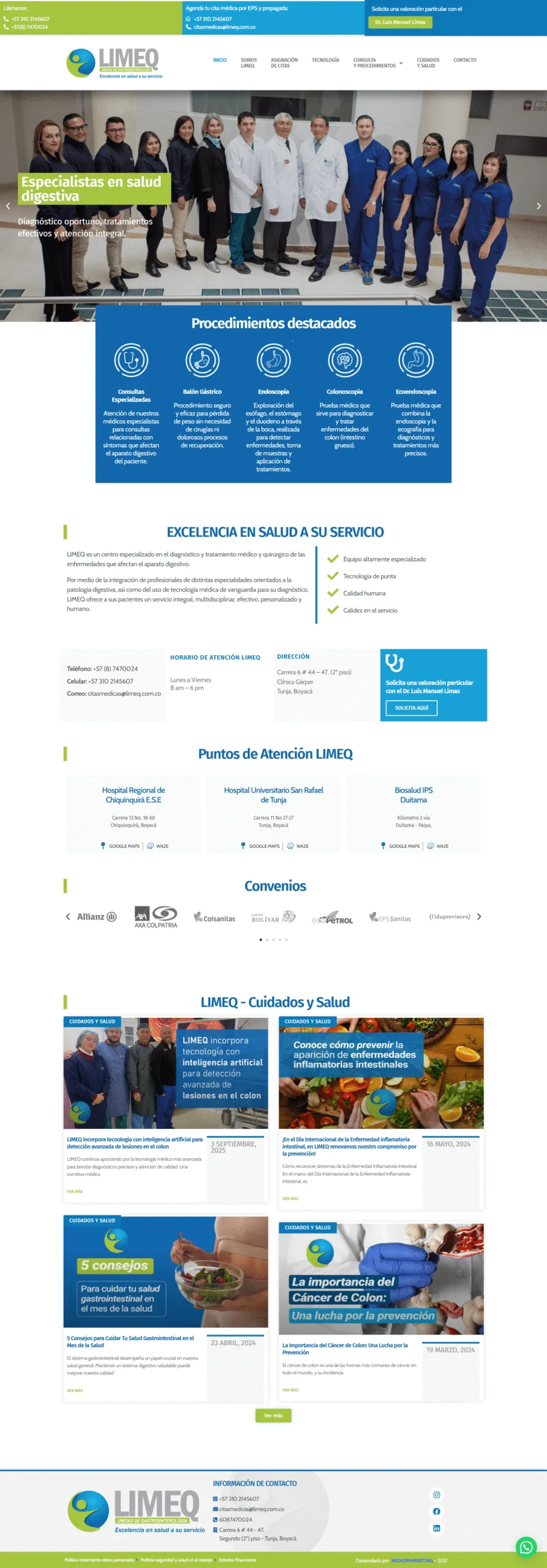 Captura de pantalla del sitio web de LIMEQ